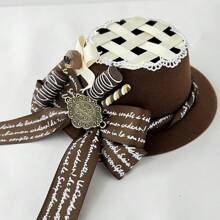 1 Stück Lolita-Stil Schokoladen-Miniparty-Hut, Vintage elegante Kopfbedeckung mit Schleifenclip, geeignet für Cosplay