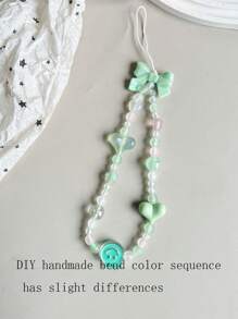 1pc New Colorful Handmade Bow Lanyard Random Color, Pink Heart, Phone Hanging Strap