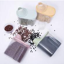 1pc Multi-Grain Storage Jar, Kitchen Cereal Grains Organizer Canister, Transparent Rice Barrel Plastic Sealed Container - Multicolor - View 1