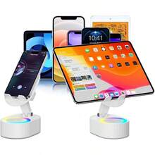 Wireless Induction Audio Bluetooth Speaker 5-In-1 Phone Stand Emergency Charging (3000mAh) With Colorful Ambient Light 300 °   Foldable Tablet PC  Android Phone,Gift For Men Women - White - View 7