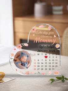 1 Customized Personalized Acrylic Photo With Customizable Text Date Love Ornament, Baby's First Birthday Souvenir, Baby's First Photo Gift, Baby Room Decoration Personalized Acrylic Love Plaque, Bedroom, Living Room, Baby Room Decoration, Ideal Gift For Mother's Day, Thanksgiving/Back To School