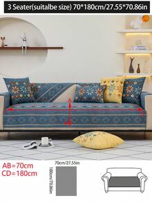 1pc 4-Season Versatile Sofa Cushion Cover, Modern Minimalist Non-Slip Sofa Seat Pad, Dustproof & Washable Sofa Slipcover In Fresh White, Soft Texture, Pet-Friendly Furniture Protector Fits L-Shaped Sofa, Living Room, Bedroom, Office - Blue - View 16