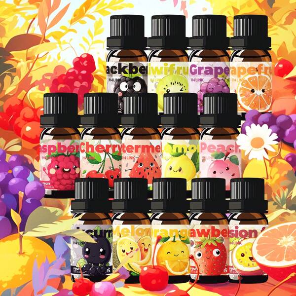 HWLINK Fruit Essential Oils 0.33fl.Oz Perfumes Women Fragrance Oils For Aromatherapy, Essential Oils Perfect For Diffuser, Yoga, Skin Care, Diy Candle And Soap Making Perfumes Women Perfume Oil Fruit Perfume Oil Body Oil Scented Strawberry Cherry Perfume