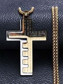 1PC New Cross Necklace For Men And Women Stainless Steel Gold Bible Prayer Men And Women Jewelry Party Gifts - Fashion - View 11