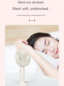 1pc Mini Handheld USB Rechargeable Personal Fan, 3 Speed Adjustable, Portable Plastic Wearable Design, Button Control, Suitable For Indoor/Outdoor Use, Great For Office, Travel, Camping