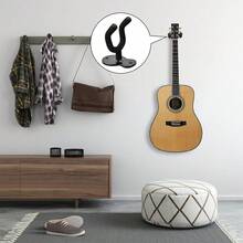 金属吉他壁挂架 1/2/3/4 件套，U 型吉他壁挂架，吉他支架挂钩，适用于原声吉他、电吉他、班卓琴、贝斯，是送给吉他手的礼物 - 黑色 - 查看 7