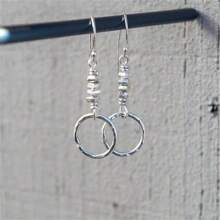 1 Pair Boho Style Vintage Textured Round Hoop & Beaded Pendant Earrings, Fashion Minimalistic Design, Suitable For Women's Daily, Gatherings, Gifts, Jewelry