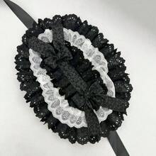 1 Stück eleganter Lolita Hut mit Spitzenbesatz und Schleife, breitkrempiger Rollenspielzubehör für Frauen, Lolita Stil