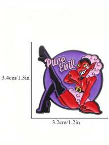 1PC Cute Red Little Monster Cartoon Badge, Devil Personalized, Funny Letter Character, Small Gift Brooch - Burgundy - View 3