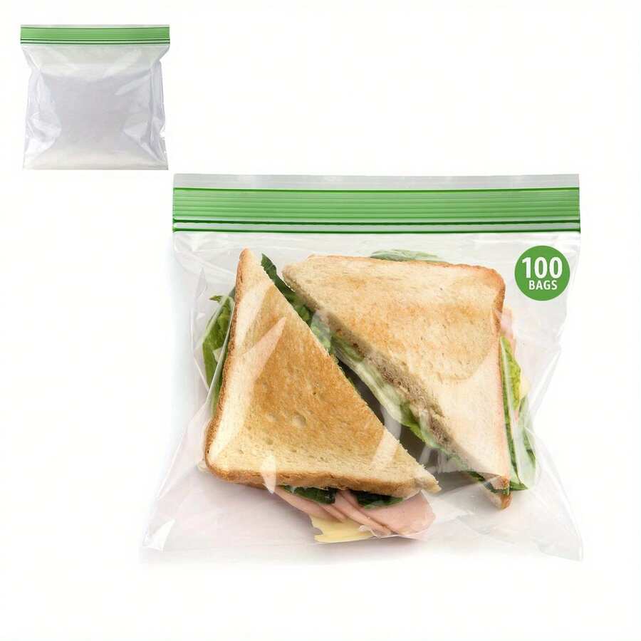 100 Count Reclosable Double Zipper Storage Bags In Clear Color For Keeping Food Fresh And Organized - Olive Green - View 1