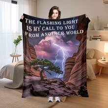 Natural Scenery Las Vegas Canyon Lightning Pinyon Cozy Flannel Blanket Digital Printing Throw Blanket Soft Warm Comfortable For Sofa Bed Travel Camping Living Room Office Chair Polyester Gift For Family Or Friends - Multicolor - View 1