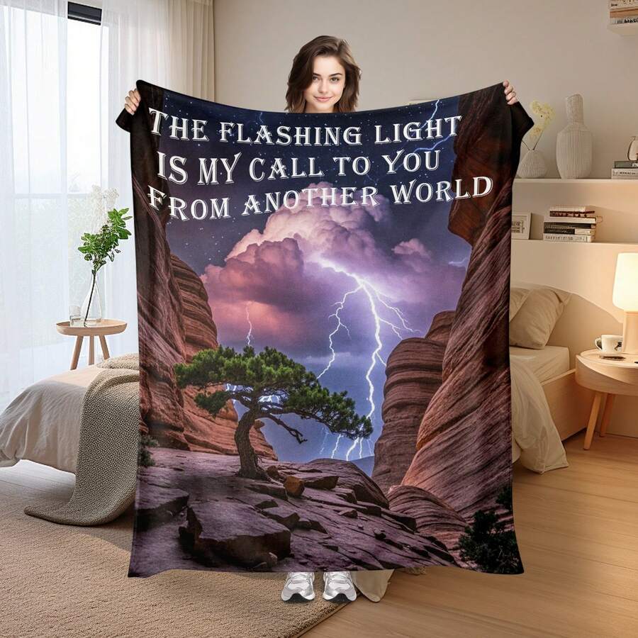 Natural Scenery Las Vegas Canyon Lightning Pinyon Cozy Flannel Blanket Digital Printing Throw Blanket Soft Warm Comfortable For Sofa Bed Travel Camping Living Room Office Chair Polyester Gift For Family Or Friends - Multicolor - View 1