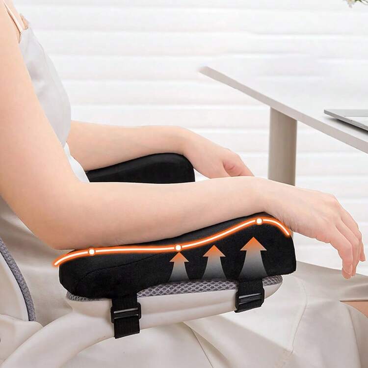 1pc Upgrade Your Office Chair Comfort With This Elbow Chair Armrest Cushion, Memory Foam Home/Office Chair Armrest Glove Comfortable Computer Game Chair Cushion, Detachable Washable, Elbow Support Forearm Pressure Relief, Black, Gray, School Supplies, Back To School Seat Cushion Office Supplies Chair Pillow Gaming Chair Desk Accessories Car Seat Cushion Floor Cushion - Multicolor - View 1