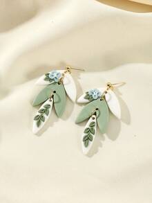 1 Pair Exaggerated Collision Color 3D Handmade Flower Fashion Polymer Clay Drops Earrings Gifts For Women Jewelry Valentine's Day Gifts