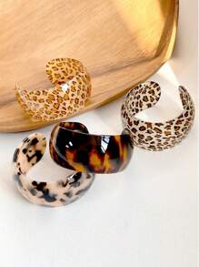 Kreisförmiges geometrisches Halo-Armband aus Harz, personalisierter und nischenhafter Leoparden-Muster offenem Ring-Armband, modisches Armband im europäischen und amerikanischen Stil aus Harz
