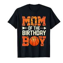 Mom Of The Birthday Boy Basketball Mother Mama Funny T-Shirt>Rav Gifts For Him - Black - View 1