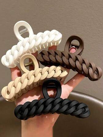 4个/3个/1个装大号轻便塑料发夹，黑色、白色、卡其色、棕色可选，时尚优雅，简约配色，适合日常佩戴、休闲、聚会、通勤、度假、洗脸、沐浴、化妆、洗衣服等场合，可作发饰、美发工具、卷发饰品、发饰、发饰、秋季发饰、旅行、美发工具、女士配饰、美发用品、秋季、女士发饰、女士发饰、美发工具、美发用品、美发用品、美容配饰、礼物、旅行、女士礼物、美发用品、圣诞礼物