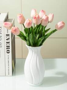 1-4件套白色仿陶瓷塑料花瓶，8.6英寸（22厘米）干花花瓶，现代白色花瓶，家居装饰，独特纹理花瓶，寓意吉祥，适用于农舍、咖啡桌、书架、家居生活，花瓶配有蝴蝶结（含麻绳），干花收纳容器，多种花瓶选择，适用于婚礼派对餐桌装饰、摄影道具