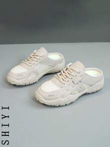 Fashionable Versatile Casual Simple Breathable Backless Sports Shoes - Beige - View 6