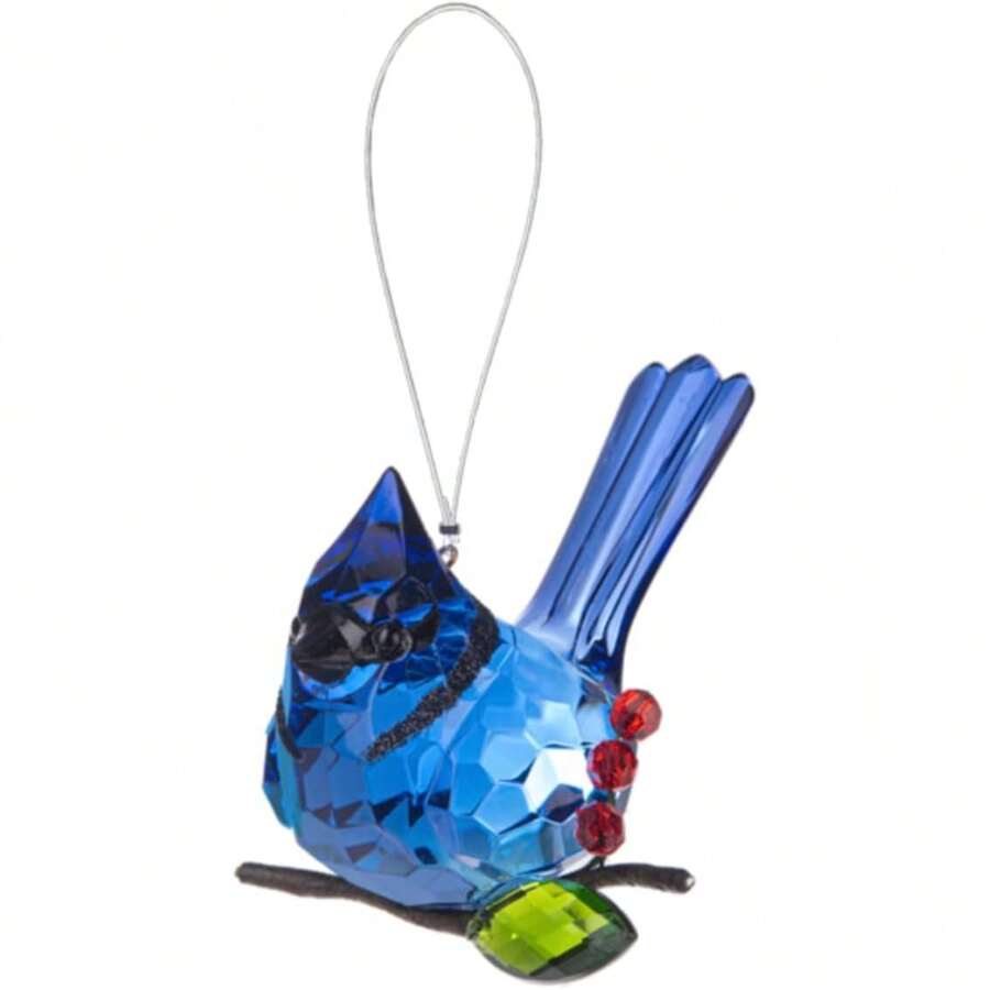 Adorno elegante de Ganz Crystal Expressions de un arrendajo azul de bayas, profundidad de 4 pulgadas - Azul - Ver 1