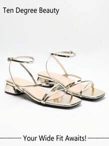 Wide Fit Women's Summer New Strap Open Toe Vacation Sandals, Elegant Party Mid Heel Sandals, 2025 New Arrivals