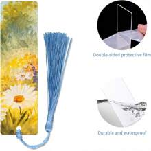 1 Set Of 60 Pieces, 30 Rectangular Acrylic Sheets, 30 Tassels, Acrylic Blank Label Decorations, Tassel Acrylic Board Crafts, Handmade DIY Bookmark Label Keychain, Wedding Christmas Decorations (5 Tassel Colors)
