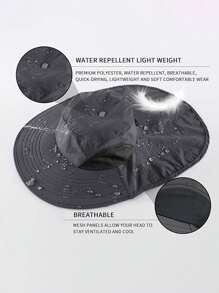 1pc Waterproof Quick Dry Wide Brim Sun Hat, Men's Breathable Hiking Sun Protection Neck Flap Fishing Cap For Summer