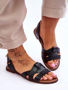 Women's Fashionable Versatile Casual Flat Sandals, Summer - Black - View 4