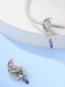 STYFNE 1 pingente de estrela, pingente de planeta estrela dourado, pingente de céu estrelado misterioso, pingente de pérola lua apanhador de sonhos, pingente de menina sentada na lua com miçangas, para pulseira faça você mesmo, joias femininas, presente diário