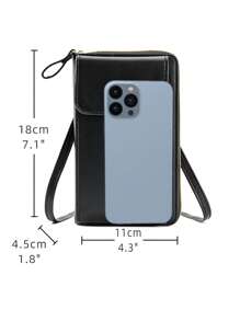 Bolsa Transversal Vertical para Celular em Couro PU com Decoração de Botão e Slots para Cartões, Bolsa para Celular com Design Aberto, Adequada para Telefone, Dinheiro, Moedas, Cartões, para Mulheres, Carteira, Bolsa