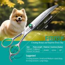 FOGOSP 46 Teeth Dog Thinning Shears For Grooming 7.0 Inch Professional Blending Thinning Scissors For Dogs Cat Pet Japanese 440C Stainless Right Handed - Curved Shears - View 6