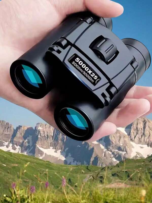 Binoculares de alta claridad en negro, binoculares plegables de mini tamaño para larga distancia, lentes de alta claridad, recubrimiento óptico multicapa, equipo esencial para actividades al aire libre como caza, deportes, camping y viajes