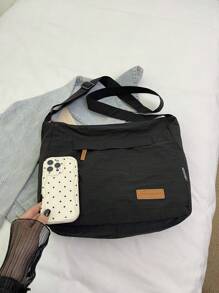 Bolso bandolera minimalista y casual para mujer, de un solo color con correa ajustable, ligero y portátil, ideal para universidad/colegio, para chicas adolescentes; Bolso bandolera de un solo color casual y de nailon para chicos adolescentes; Bolso de hombro con estilo artístico para la escuela, el trabajo y los viajes