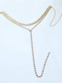 Gilded Crystal Rhinestone Long Tassel Necklace And Chest Chain, Minimalist & Practical Multipurpose