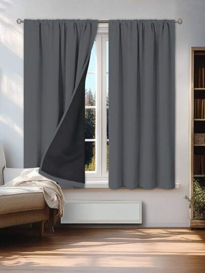 1pc Blackout Curtain, Heat Insulation & UV Protection, Suitable For Living Room, Bedroom, Darkening Room, Autumn/Winter