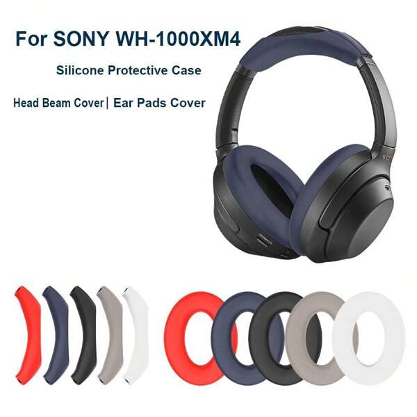 Cuscinetti per cuffie di ricambio in silicone per WH-1000XM4, tazze anti-polvere e antiurto, protezione per padiglioni auricolari