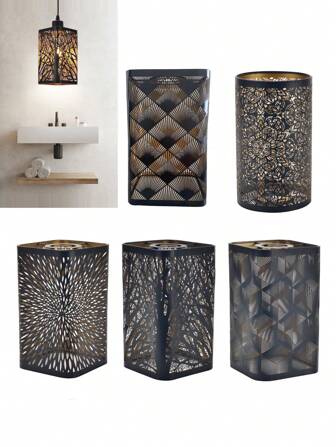 1pc Metal Etched Tree Pattern Lamp Shade, Modern Home Decor, Nature-Inspired Lighting, Tree Silhouette Lamp Shade, Woodland Style Lamp Shade, Contemporary Lighting, Living Room, Bedroom, Elegant Gold Indoor Lampshade, Rustic Forest Design, Artistic Metal Etching