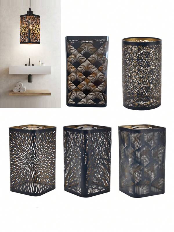 1 Stück Metall Lampenschirm mit geätztem Baumdesign, moderne Heimdekoration, naturinspirierte Beleuchtung, Baum Silhouetten Lampenschirm, Wald Stil Lampenschirm, zeitgenössische Beleuchtung, Wohnzimmer, Schlafzimmer, eleganter goldener Innen-Lampenschirm, rustikales Walddesign, künstlerische Metallätzung