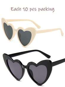 20pcs/Set Women Unique Heart-Shaped Decorative Glasses, Multi-Color Eyeglasses Fashion Accessories Suitable For Vacation, Costume Matching - Multicolor - View 10