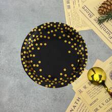 10/20/40pcs Count White And Gold Paper Plates, 7 Inch Metallic Foil Polka Dots Disposable Dessert Party Plates Cocktail Party Supplies Plates For Birthday, Bridal Shower, Easter, Graduation Party