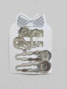 Z.W BIJUX - Kit Of 3 Gold Metal Alloy Hair Clips - 銀色 - 查看 2