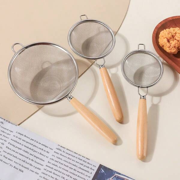 Passoire à maille multifonctionnelle - Outil de filtrage pour la cuisine, la cuisson, le café, le lait de soja [Maille en acier inoxydable 304 super fine + manche en bois], séparateur de blanc d'œuf, passoire à farine pour boutique de thé au lait, tamis à poudre de sésame et de café pour usage domestique, anti-fuite épais, durable et facile à nettoyer, convient pour un usage domestique et commercial