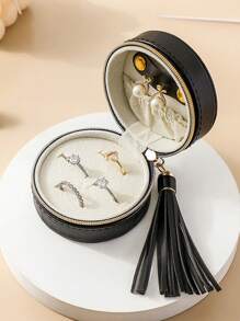 Jewelry Box, Portable Leather Ring, Necklace, Stud Earrings Organizer Storage Case Gift Box