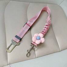 1pc/2pcs Adjustable Patterned Pet Car Safety Leash, Reflective Elastic Animal Travel Security Strap, Hand-Washable Polyester Vehicle Safety Belt Suitable For Cats And Dogs