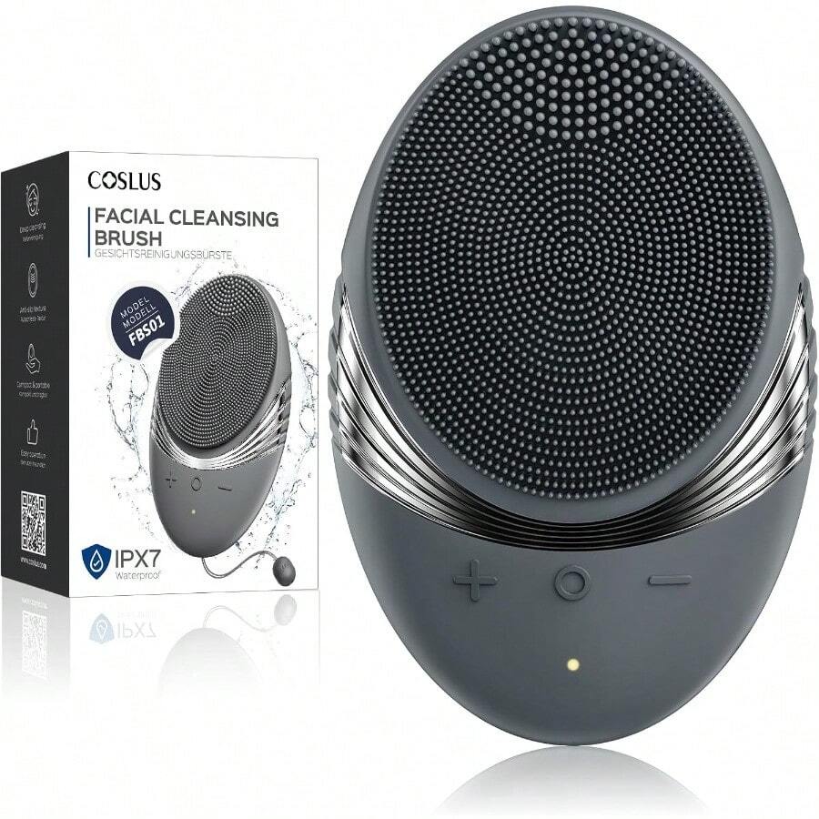 Facial Cleansing Brush Face Scrubber : Portable Silicone Waterproof Rechargeable Face Wash Brush 5 Cleansing Modes Electric Deep Cleaning For Men Women Removing Blackhead Exfoliating - 灰色 - 查看 1