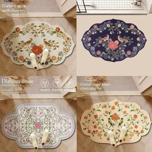 1pc Farmhouse Style Silicone Bathroom Mat, Absorbent Non-Slip Floor Rug For Bathtub, Shower, Toilet, Ideal Gift For Mother's Day, Birthday, Back-To-School, Graduation, Wedding Home Bathroom Decor Floor Carpet Outdoor Rug Door Mat Fall Decor Bathroom Accessories Back To School Entryway Decor