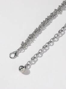 1pc Women's Elegant Thin Waist Chain, Silver, Versatile Summer, School Fall, Autumn, Halloween