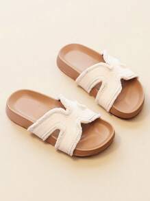 British Style Fashion Kids Sandals, Summer New Girls Thick-Soled Shoes, Medium & Large Children Casual Beach Slippers, Versatile Solid Color, Girls One-Piece Thong Sandals, Campus & Outdoor, Student Roman Sandals