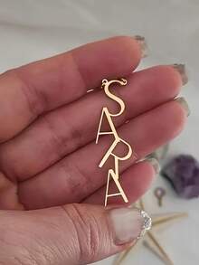 1PC Custom Vertical Letter Name Necklaces For Women Gold Color Personalized Stainless Steel Name Necklace Wedding Jewelry Gift,New Year Glamour - Multicolor - View 6