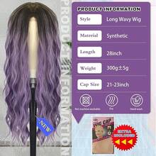 Cosplay Long Pink Wig 28 Inch Middle Part Synthetic Wig Realistic Gifts Party Wigs Women Daily Use Colorful Wigs (Pink) - Ombre Purple - View 5